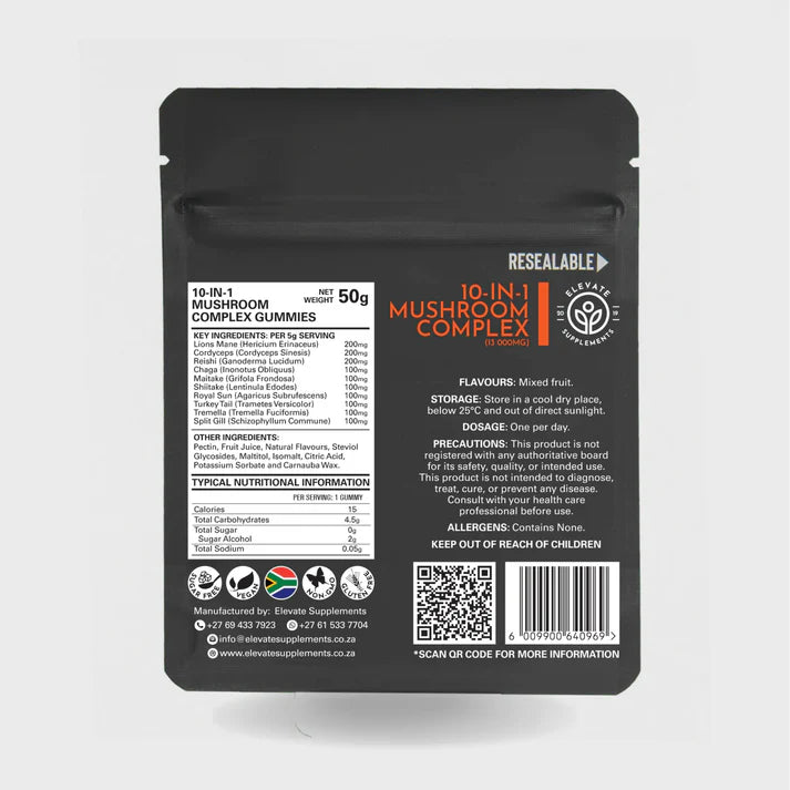 Elevate Supplements - 10-in-1 Mushroom Complex Gummies
