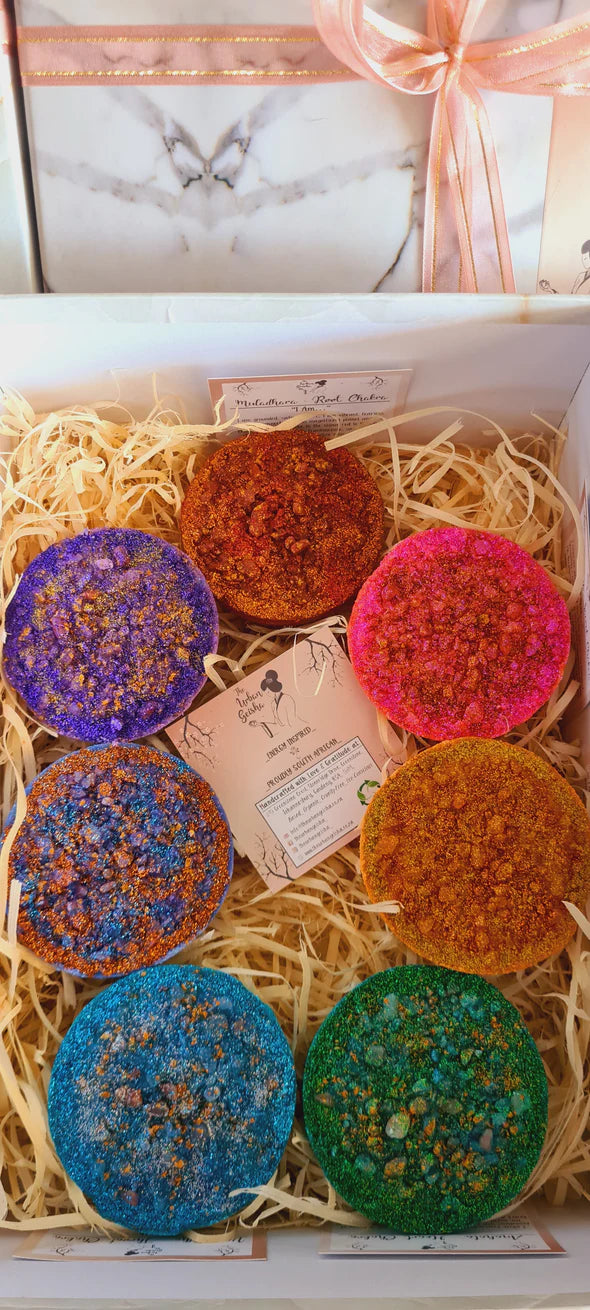 Crystal Bath Bombs with hidden crystal, nourishing oils and aromatherapy for a luxurious self-care soak