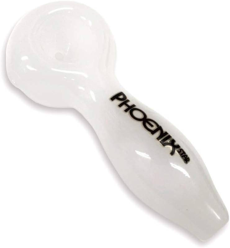 Phoenix Star White Glass Spoon Hand Pipe – Solid White Borosilicate Herb Pipe