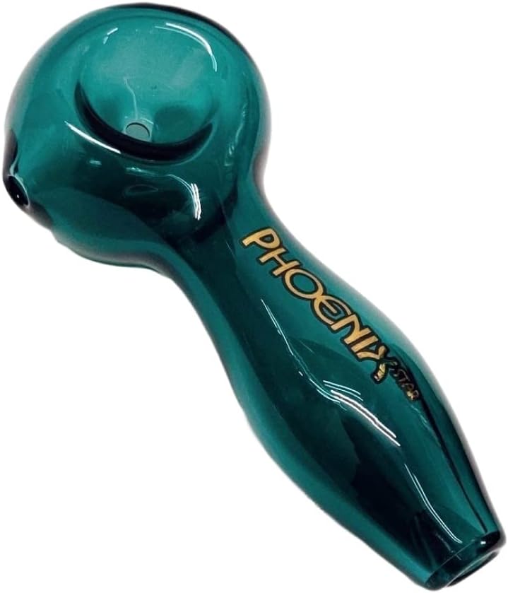Phoenix Star Teal Glass Spoon Hand Pipe – Solid Teal Borosilicate Herb Pipe