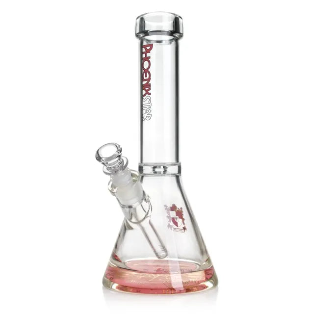 Phoenix Star 12-inch 9mm borosilicate glass beaker bong with round ice pinch, 18mm downstem and 14mm male bowl