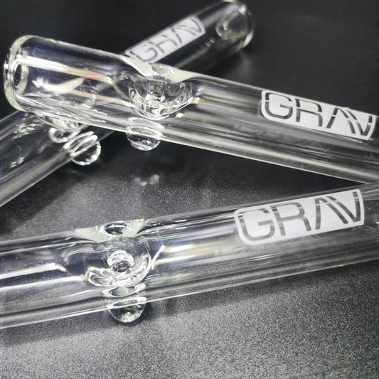 GRAV Steamroller Clear Glass Pipe – Borosilicate Hand Pipe with Carb Hole, Classic Design
