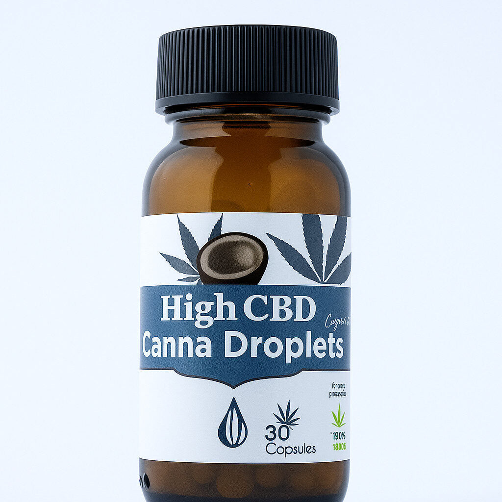 High CBD Canna Droplets Capsules 30 Count – Amber Bottle, 20mg CBD Wellness Relief