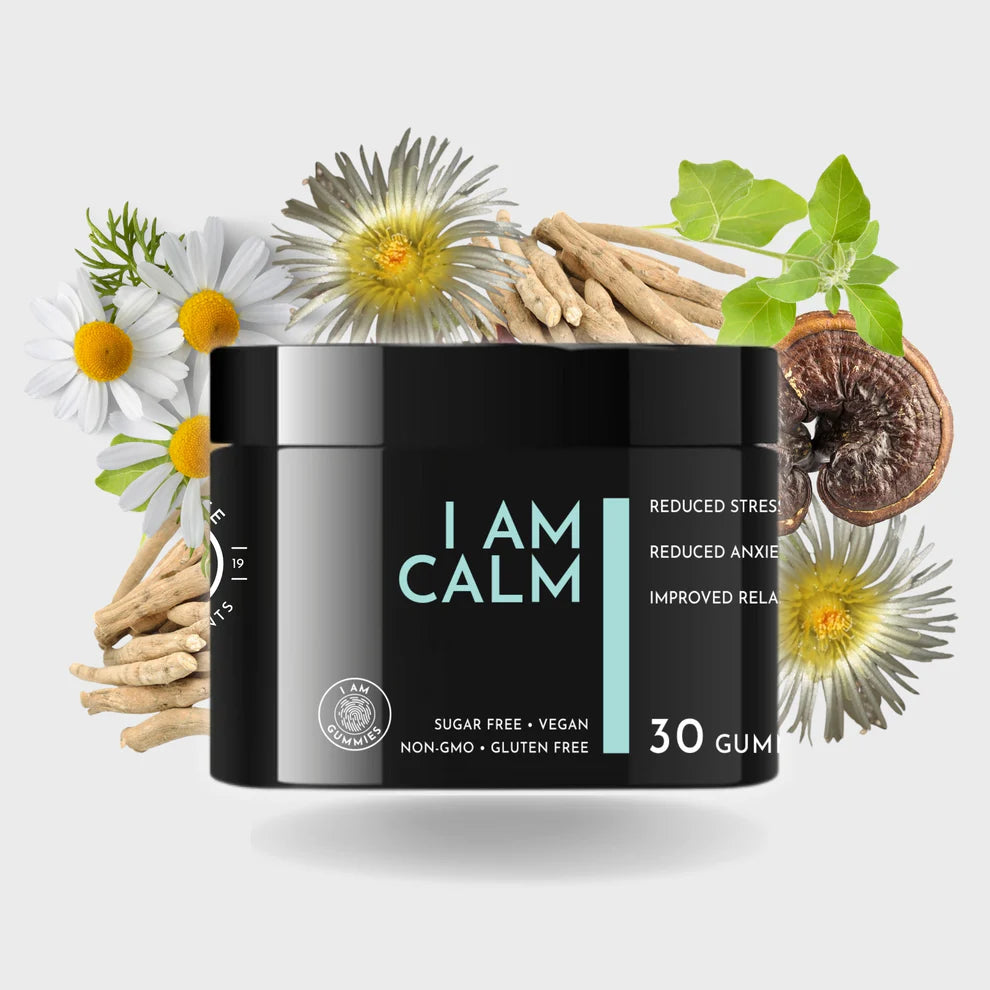 Elevate I Am Calm supplement with ashwagandha reishi and sceletium for stress relief anxiety and emotional balance