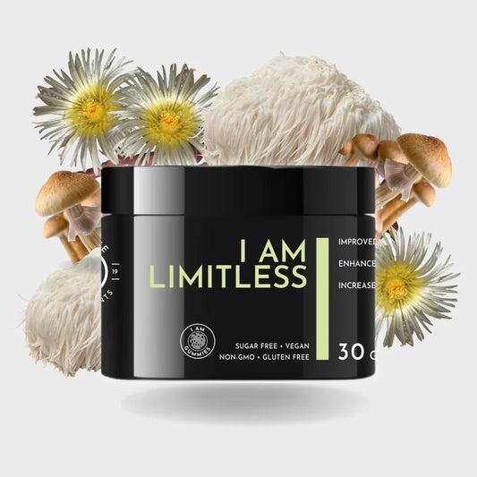 Elevate I Am Limitless nootropic supplement with Sceletium Niacin and Lion's Mane for focus clarity and cognitive performance