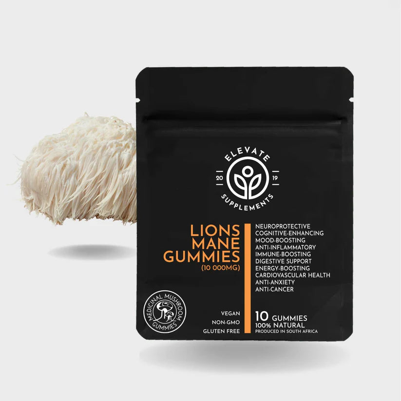 Lions Mane Mushroom Gummies 1000mg per serving gluten-free vegan for cognitive function focus and immune support