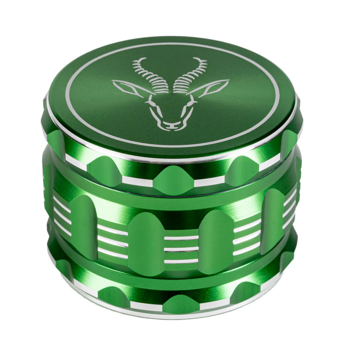 SpringBok 4 Part Sure Grip Herb Grinder Green– Springbok Engraved Aluminium Cannabis Grinder