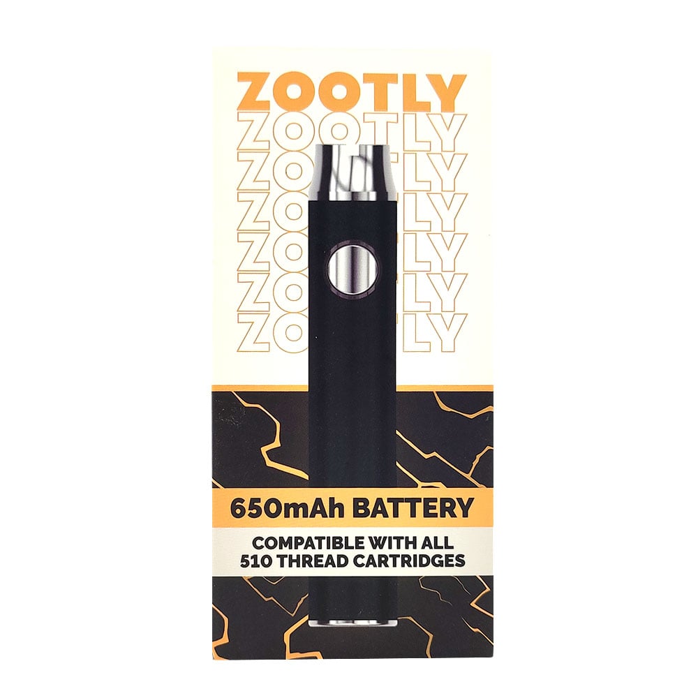 Zootly 510-thread vape battery 650mAh with USB charger, protective IC circuitry and child-lock safety feature