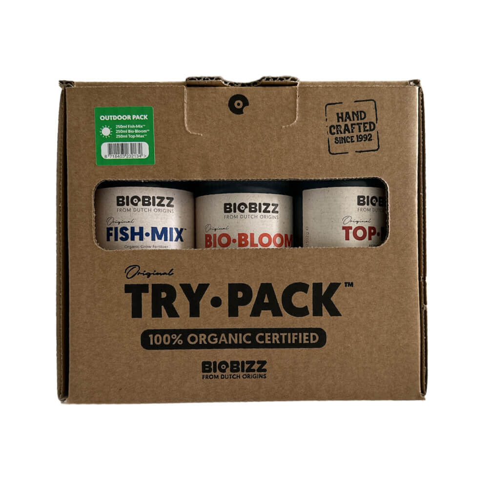 BioBizz Try Pack Outdoor Box Kit – 100% Organic Certified 3 Part Nutrient Starter Set