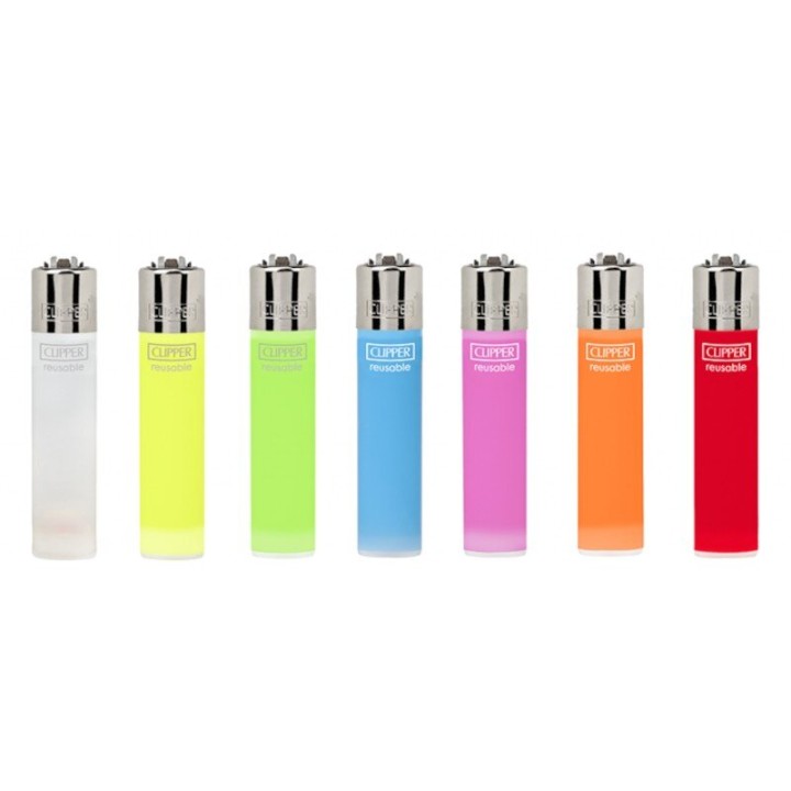 Set of colorful Clipper lighters on a white background