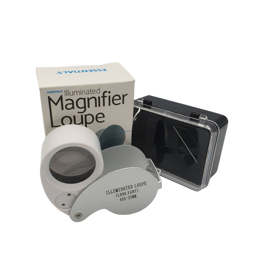 Essentials Illuminated Magnifier Loupe with LED lighting for trichome inspection, pest identification and plant detail
