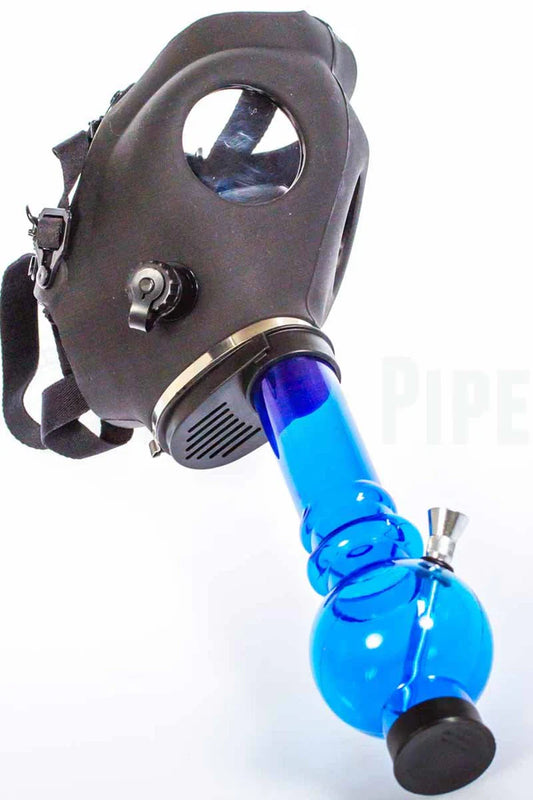 gas mask bong with airtight fit and acrylic water pipe for intense full face smoking sessions