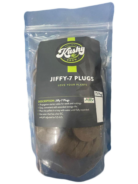 Kushy Jiffy-7 peat plugs for seed germination and seedling propagation with moisture retention and healthy root development