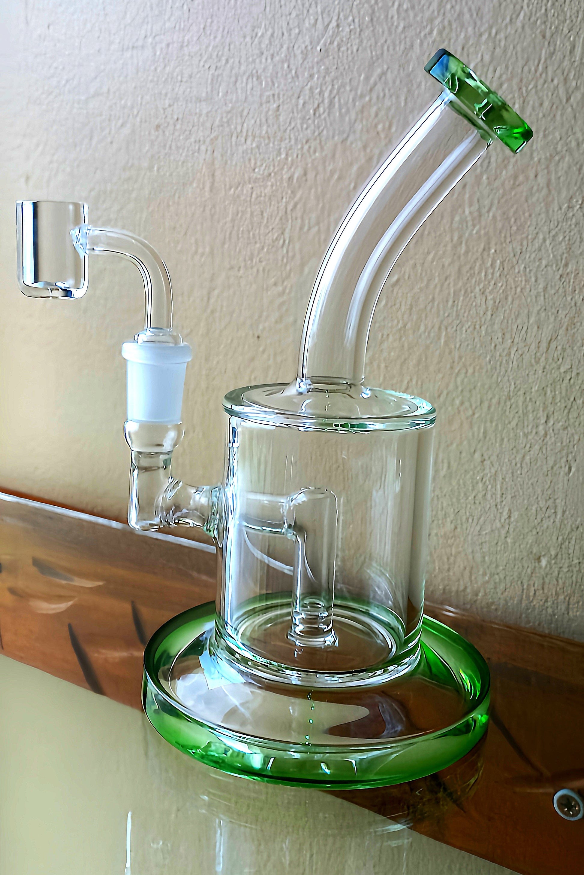 green oil dab rig 7.8 inch with quartz banger and 65mm base for smooth concentrate hits