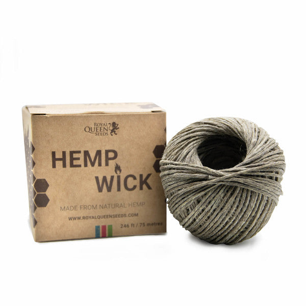 Royal Queen Seeds organic hemp wick coated in beeswax for clean chemical-free lighting of joints bongs and pipes