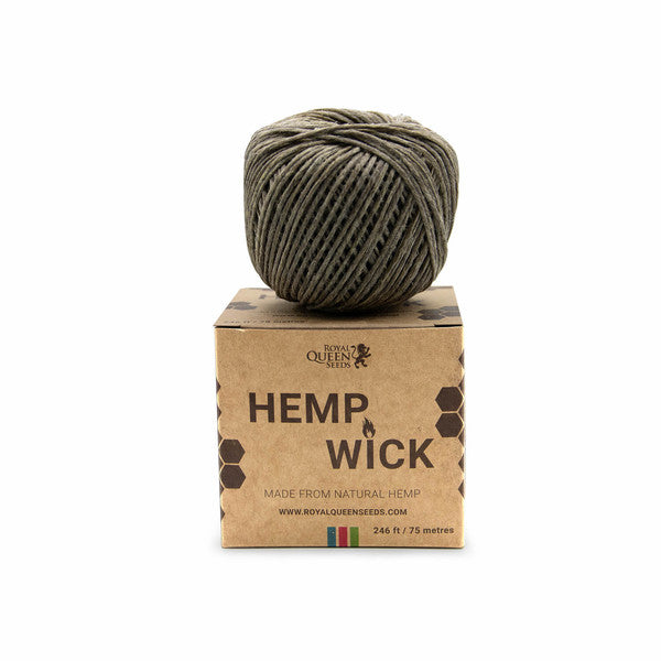 Hemp wick on a cardboard box with 'Royal Queen Seeds' branding