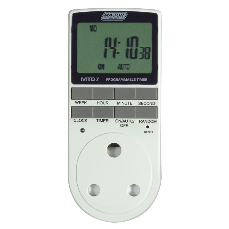 Major Tech MTD7-20 On/Off Indoor Plug-In Electronic Timer Switch (White)