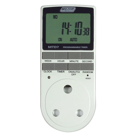 Major Tech MTD7-20 On/Off Indoor Plug-In Electronic Timer Switch (White)