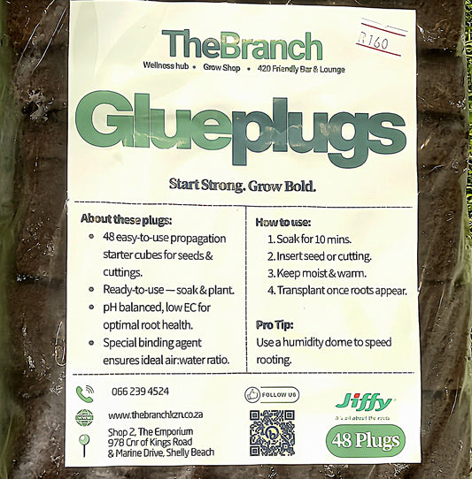 Glue Plugs 48 pack for hydroponic seed starting and cutting propagation with optimal moisture retention and root development