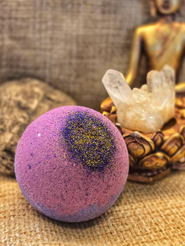 Crystal Bath Bombs with hidden crystal, nourishing oils and aromatherapy for a luxurious self-care soak