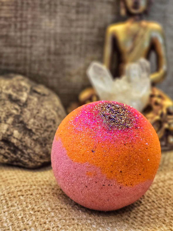 Crystal Bath Bombs with hidden crystal, nourishing oils and aromatherapy for a luxurious self-care soak
