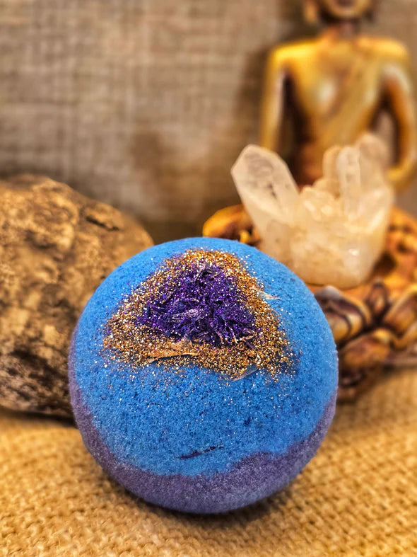 Crystal Bath Bombs with hidden crystal, nourishing oils and aromatherapy for a luxurious self-care soak